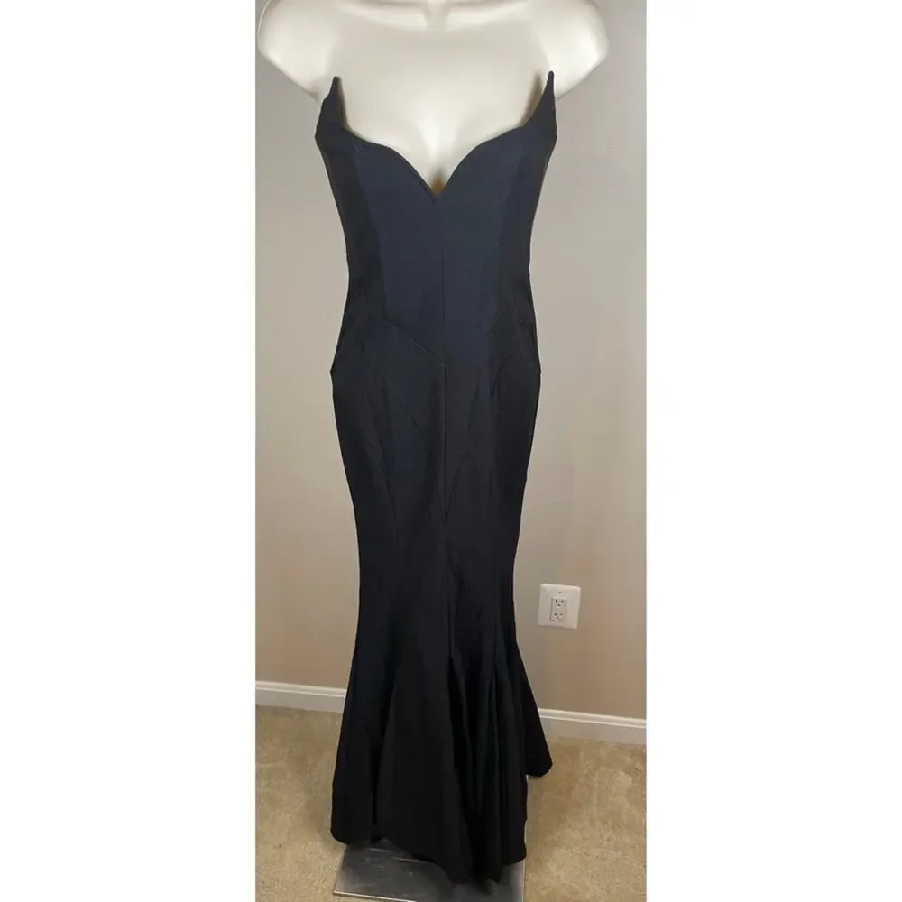 Michael Costello Billie Black Bustier Strapless Bodycon Maxi Dress Size XS - Picture 3 of 8